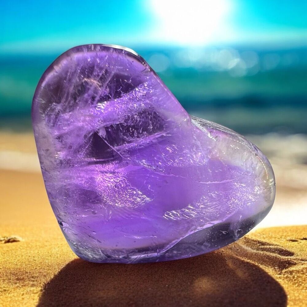 Amethyst Crystal Heart Carving